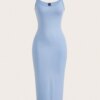 Basics solid bodycon rento mekko illalliseksi pastellimekot naisille