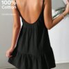 Musta selkänojaton casual Cami Dress -kesämekot naisille