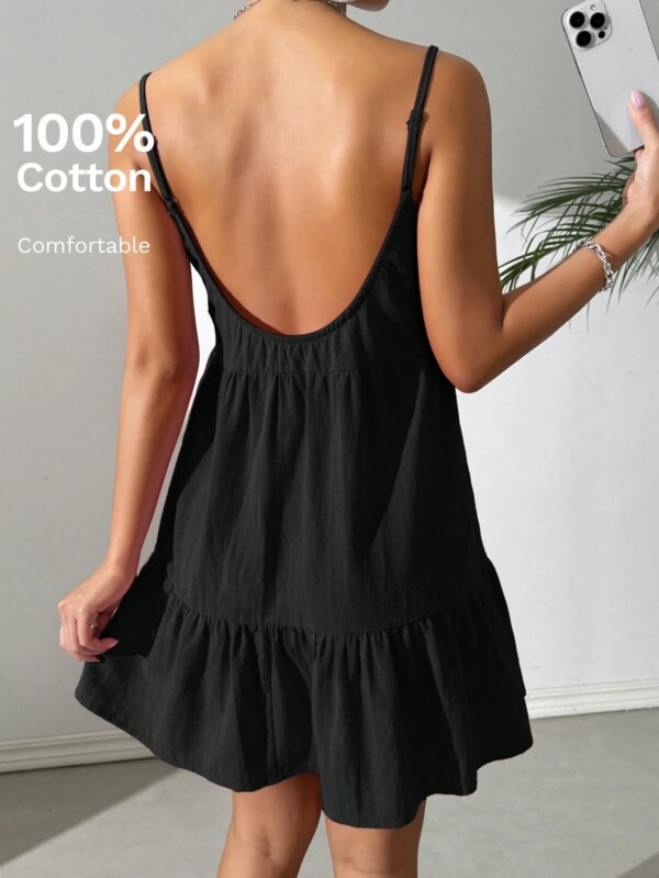 Musta selkänojaton casual Cami Dress -kesämekot naisille