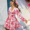 eloisa edenprintti v-pääntie kudottu minimekko naisille kevät ja kesä asut kesävaatteet ystävänpäivä lomaasut naisille rantaasut naisille festivaali romanttiset ja elegantit vaatteet boheemi boho söpö flirttaileva rave-asut festivaali trooppinen loma naisten vaatteet karnevaali